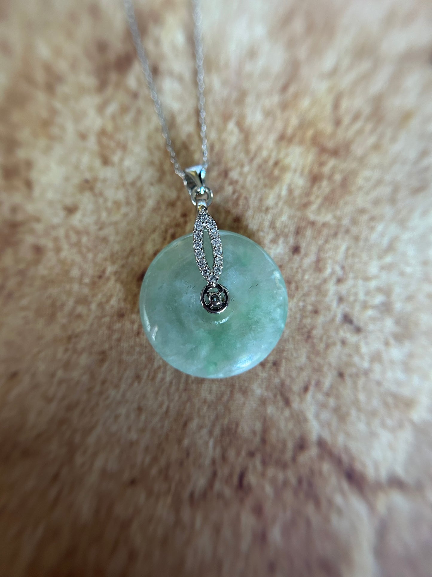Grade A Natural Icy Green With Sterling Silver antique coin design bail