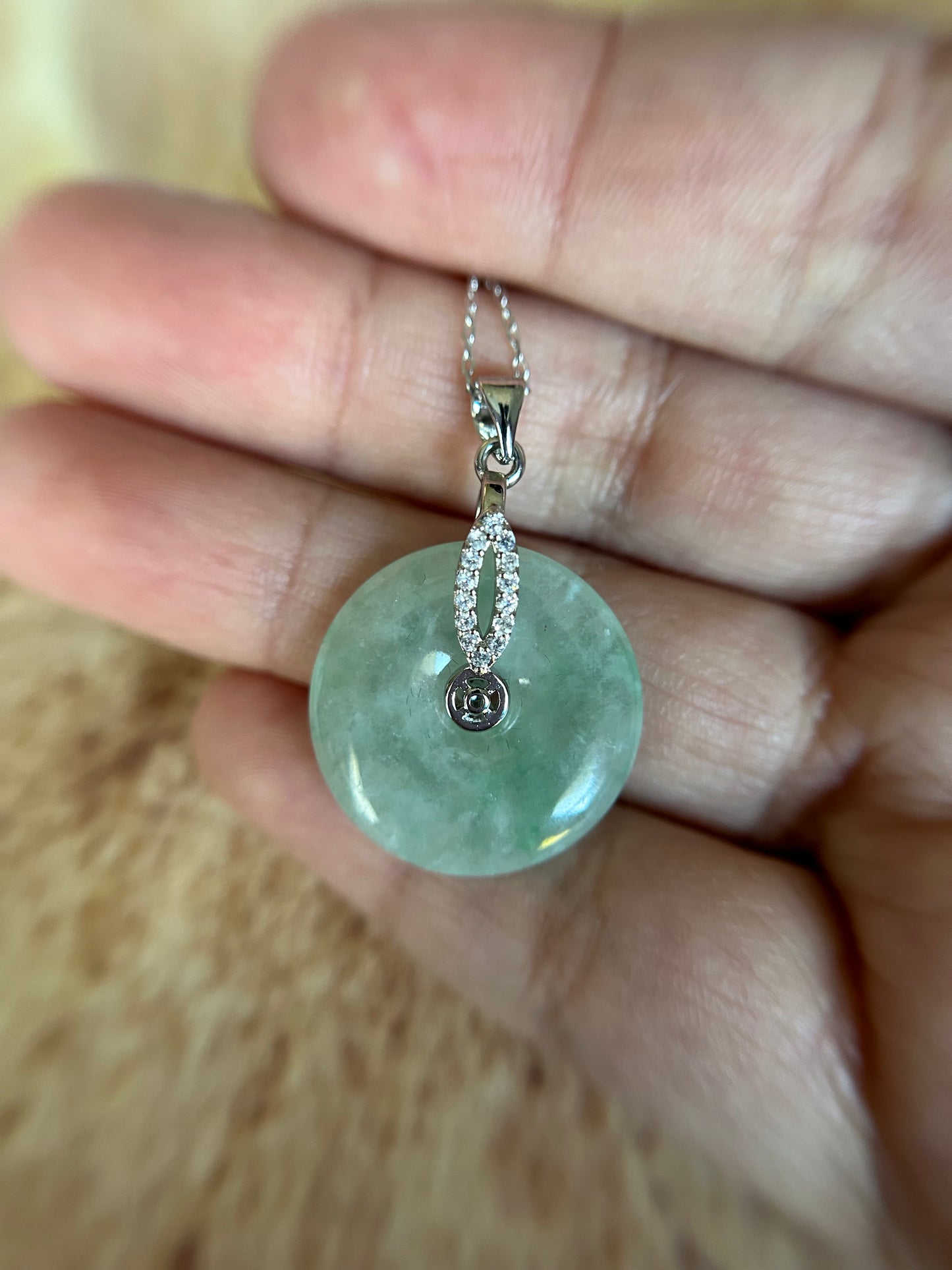 Grade A Natural Icy Green With Sterling Silver antique coin design bail
