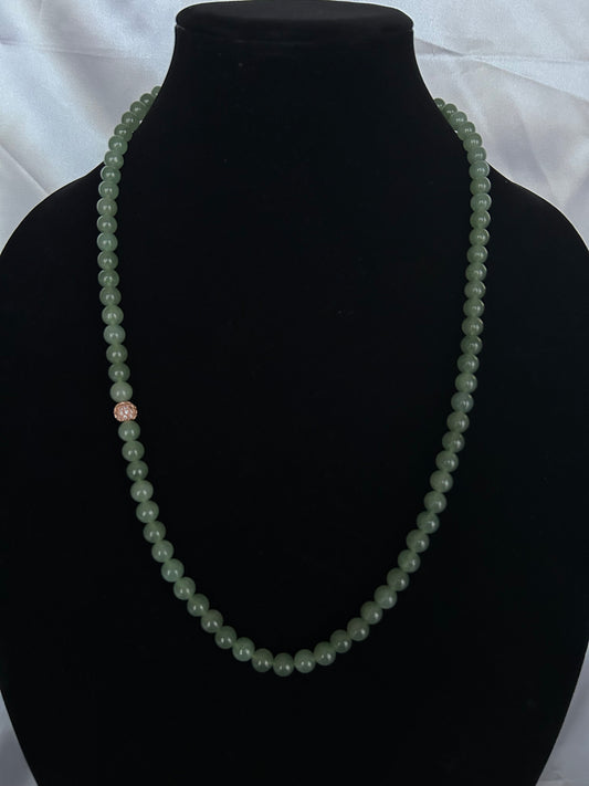 Grade A Natural 8MM Burma Icy green Jadeite beads necklace