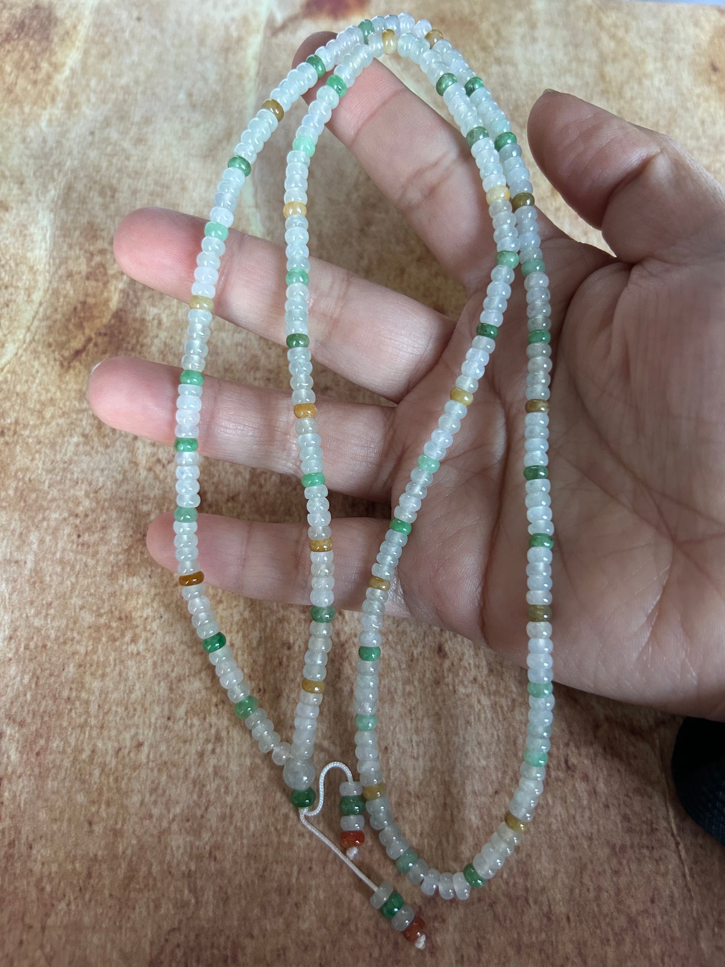 Grade A Natural 4MM Burma Icy multi color Jadeite beads necklace