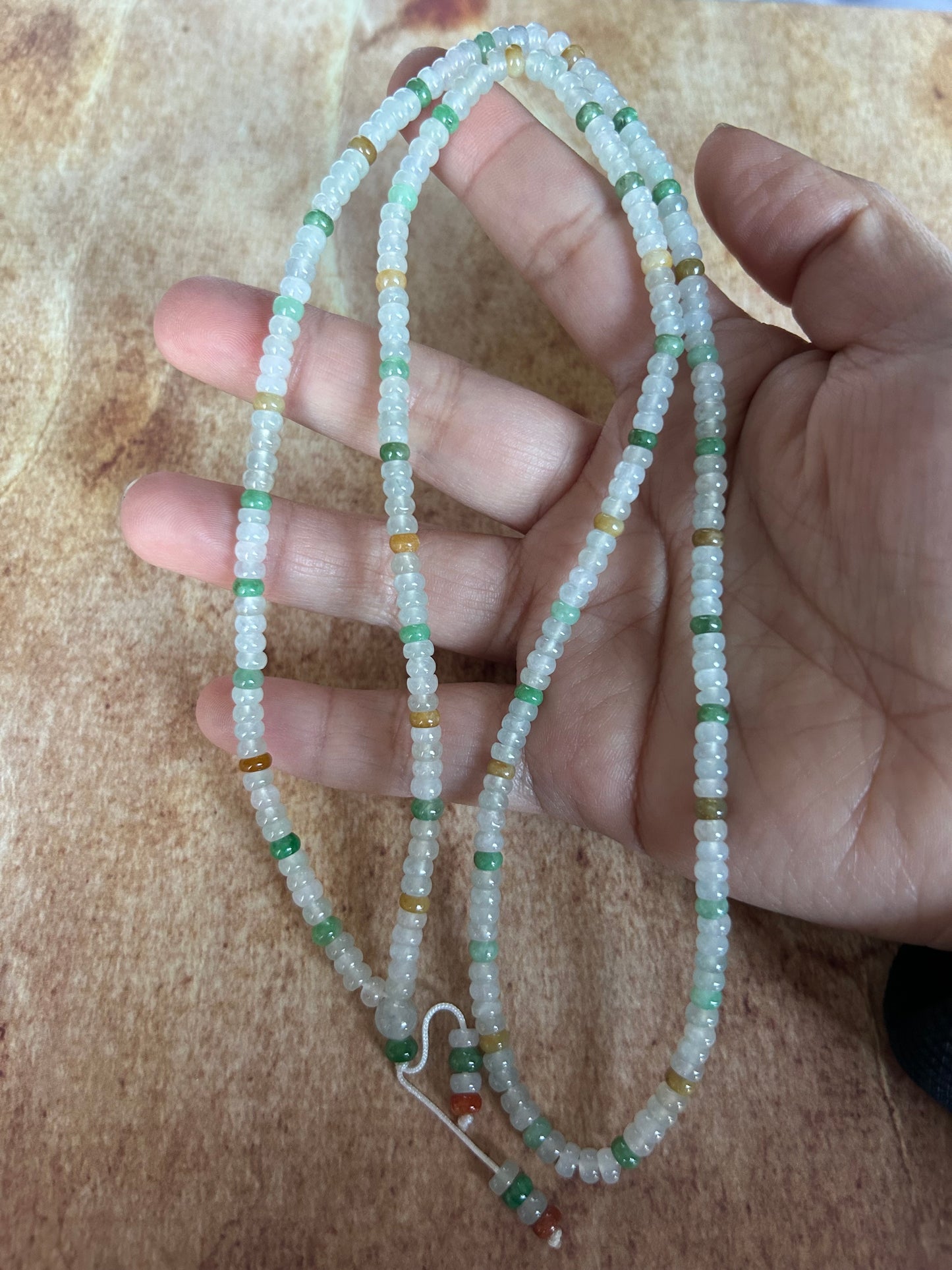 Grade A Natural 4MM Burma Icy multi color Jadeite beads necklace