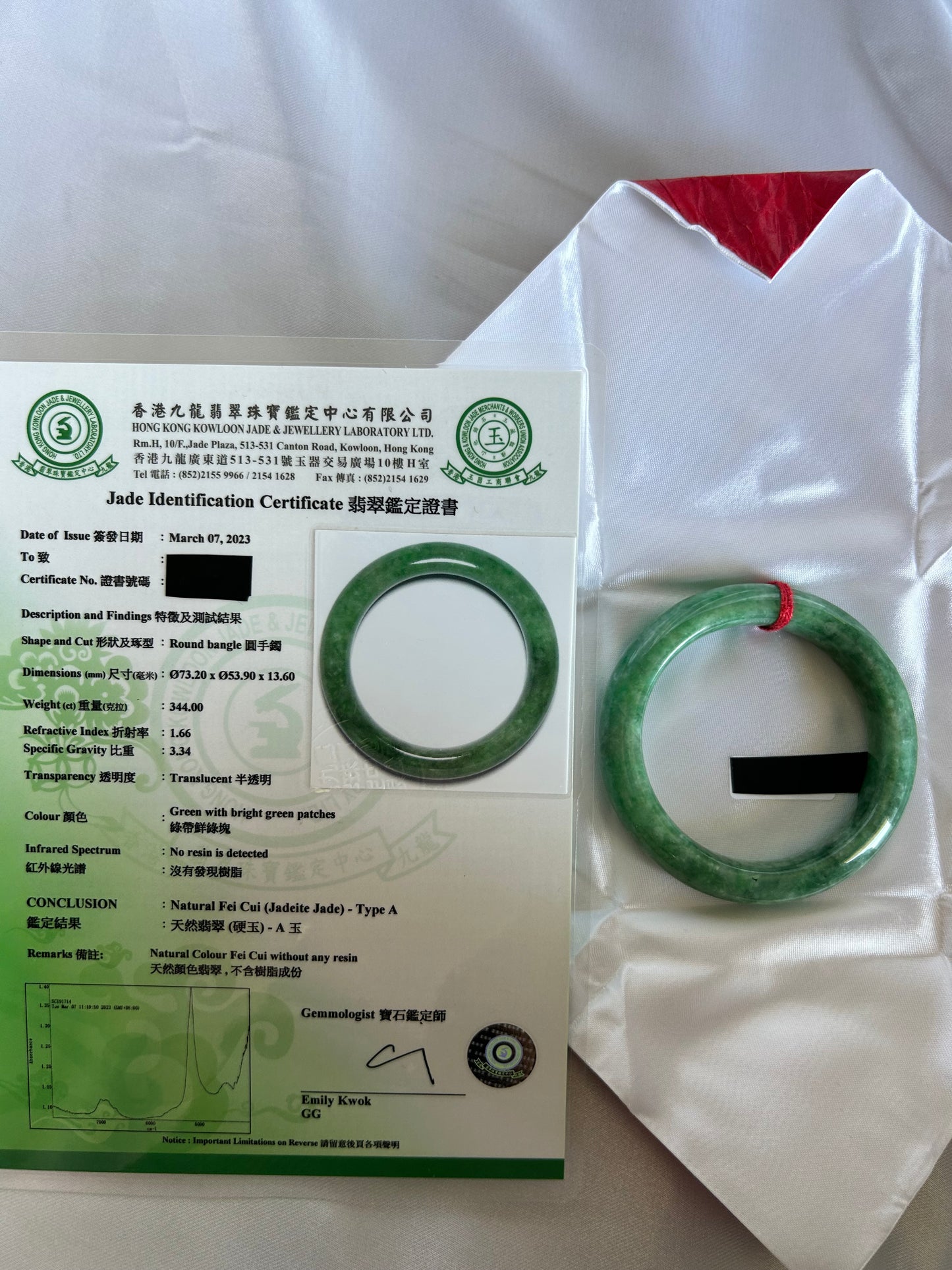 Grade A Natural  Green Myanmar Jadeite Bangle