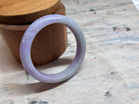 Grade A Natural Lavender and Green Myanmar Jadeite Bangle