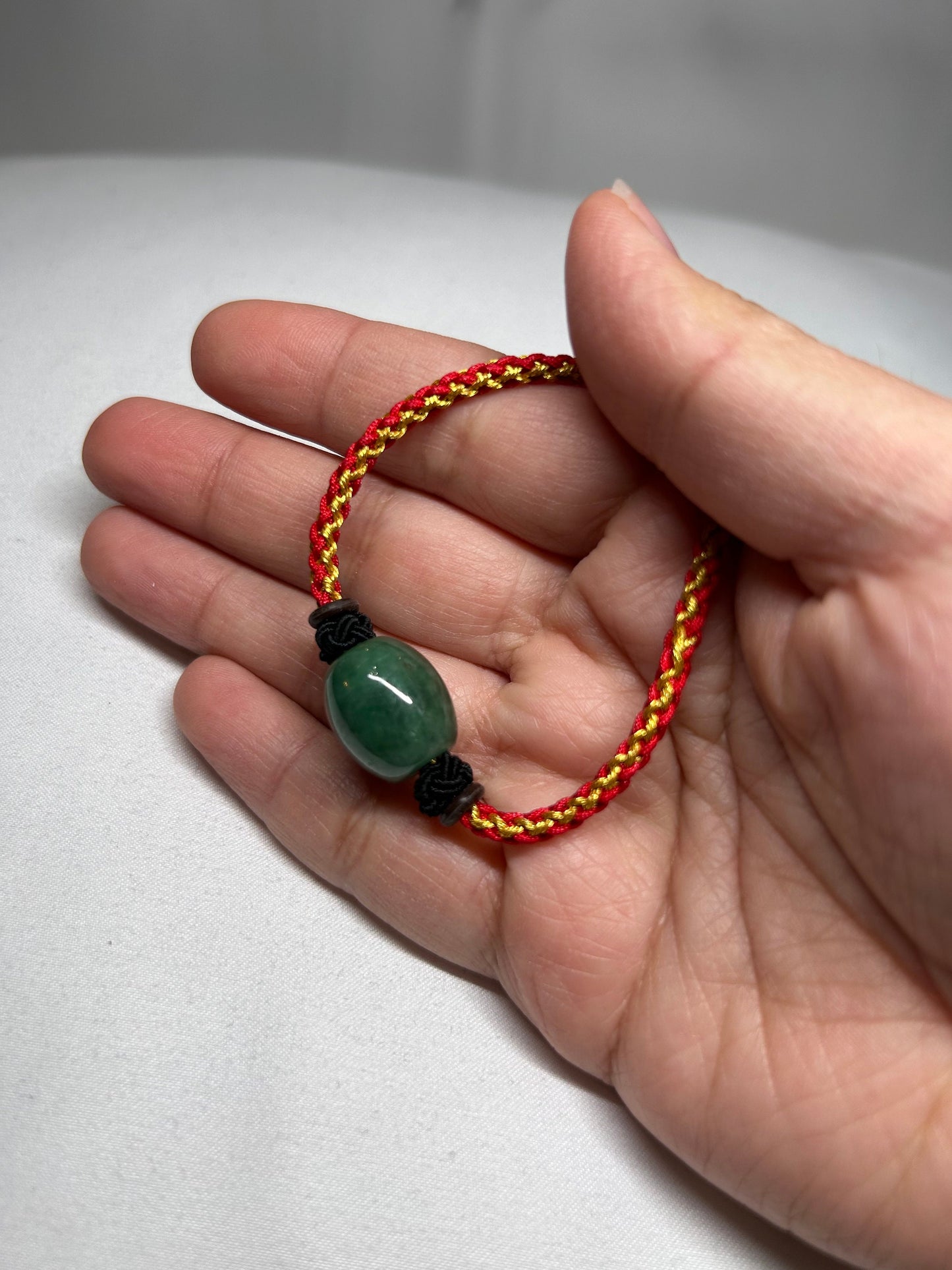 Grade A Natural Burma Dark Green Jadeite Barrel - Lu Lu Tong adjustable bracelet