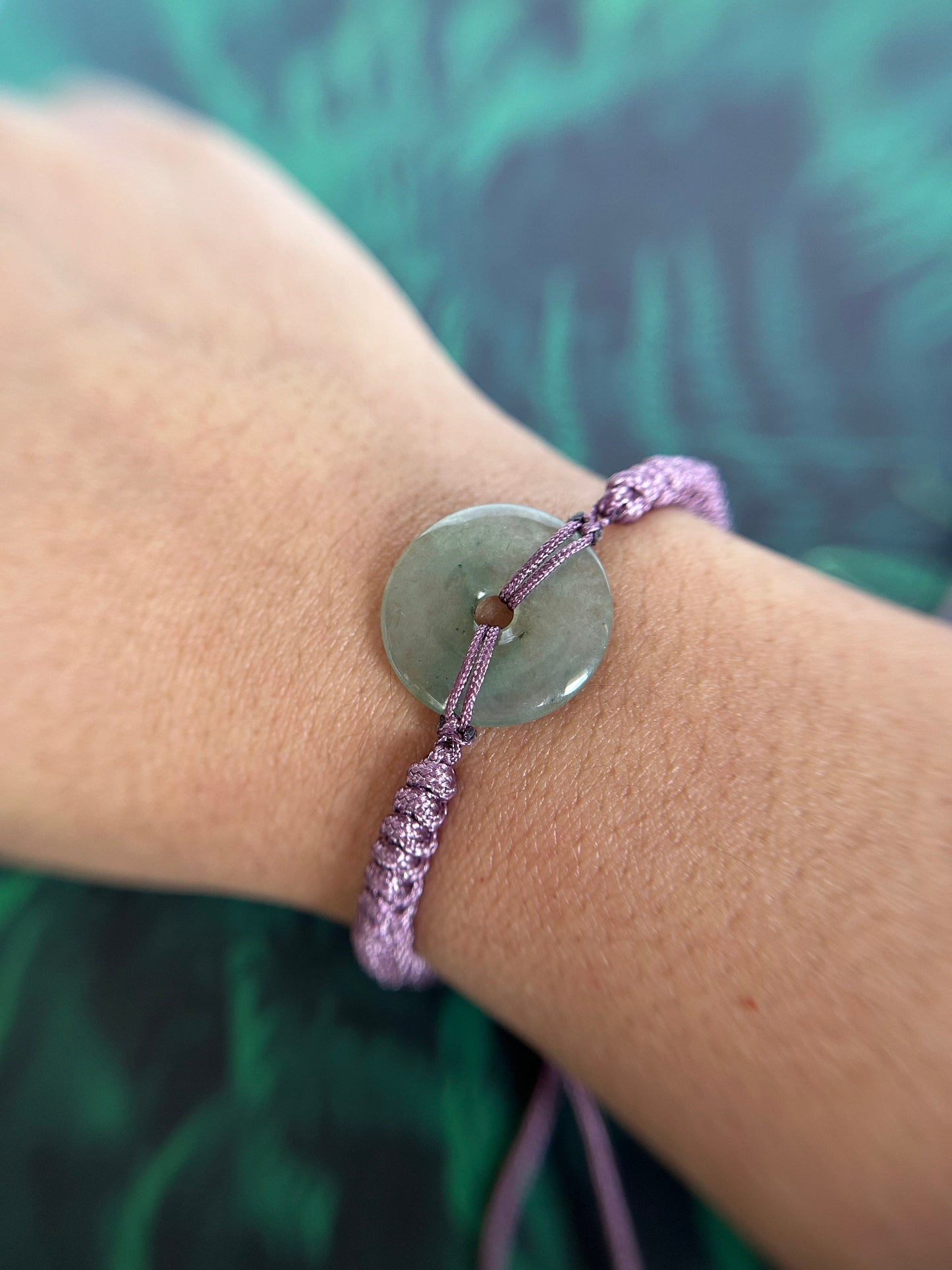 Grade A Natural Icy Green Burma Jadeite dark lavender Adjustable Bracelet