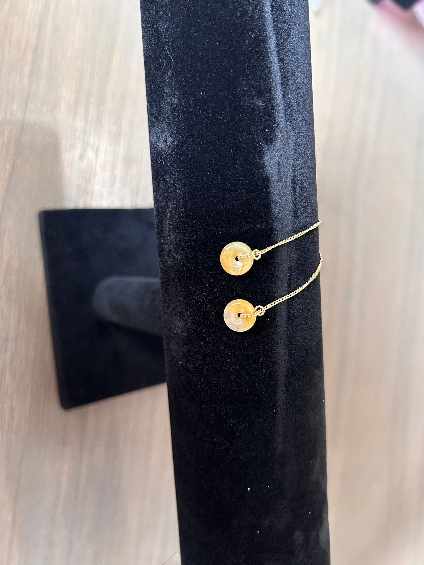 Grade A Natural Yellow Burma Jadeite thread earrings