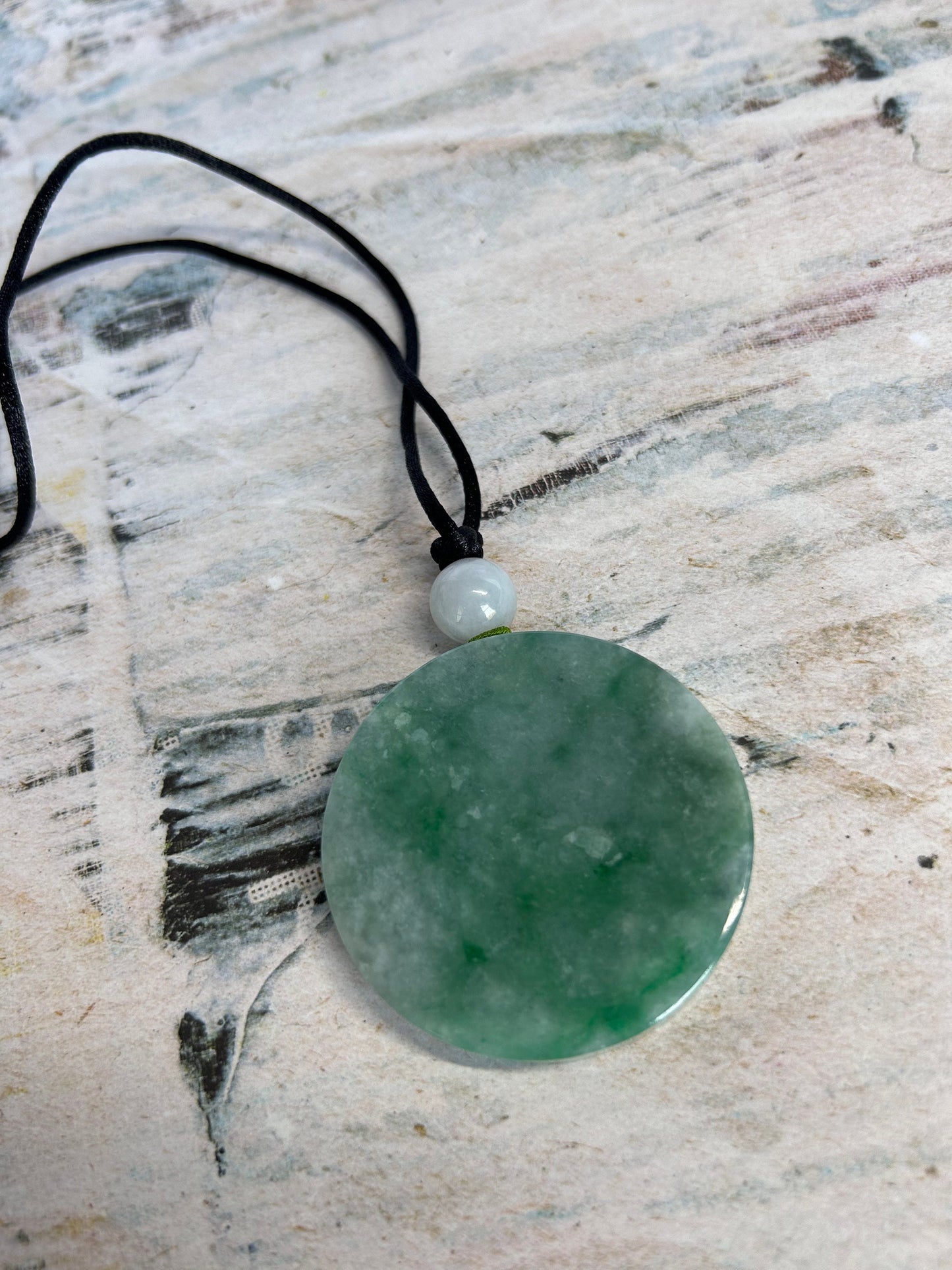 Grade A Natural Green Burma Jadeite Full moon Pendant