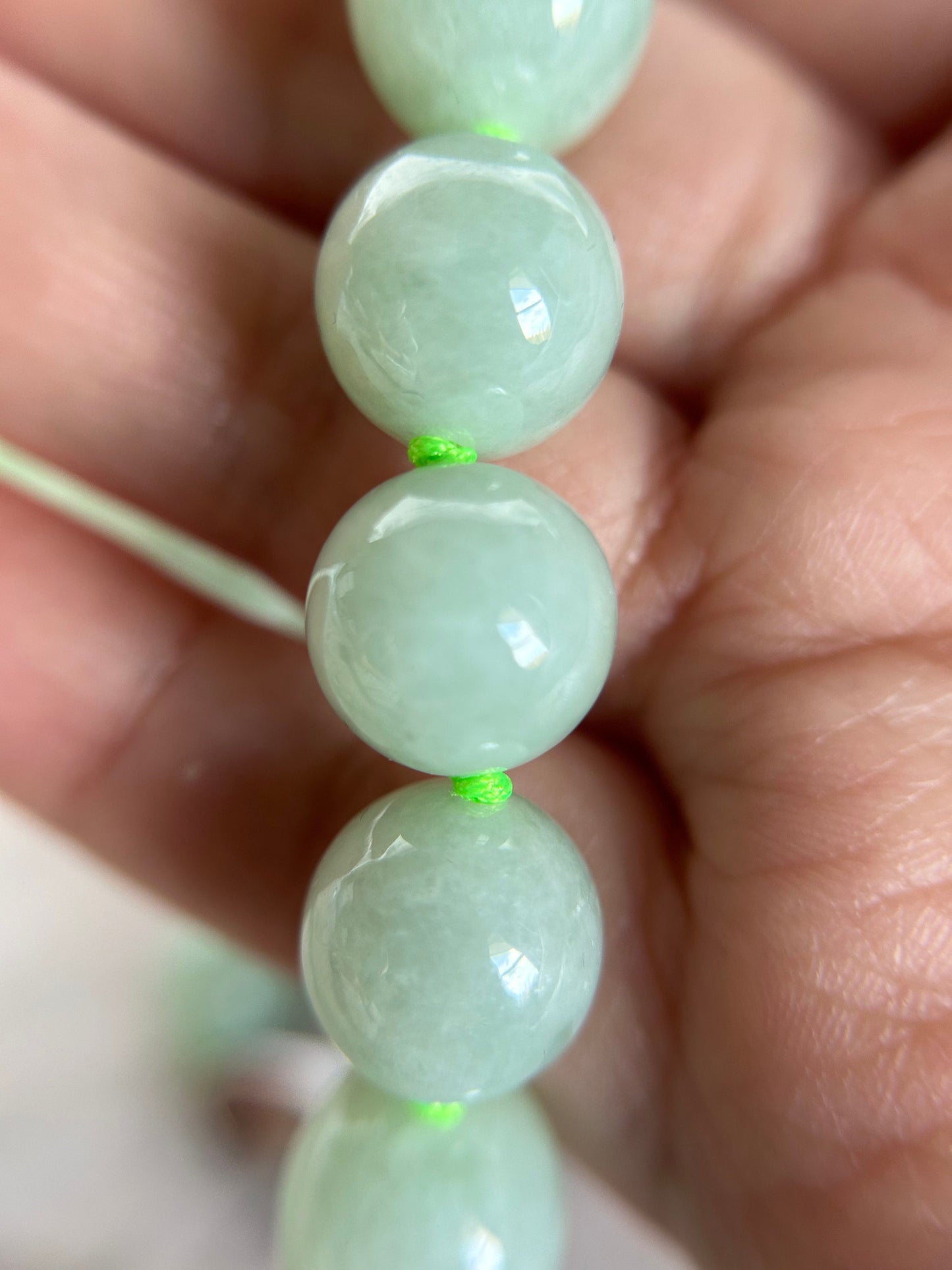 Certified by Trusted Lab Grade A Natural green 13mm Burma bead necklace comes with third party lab certification of authenticity