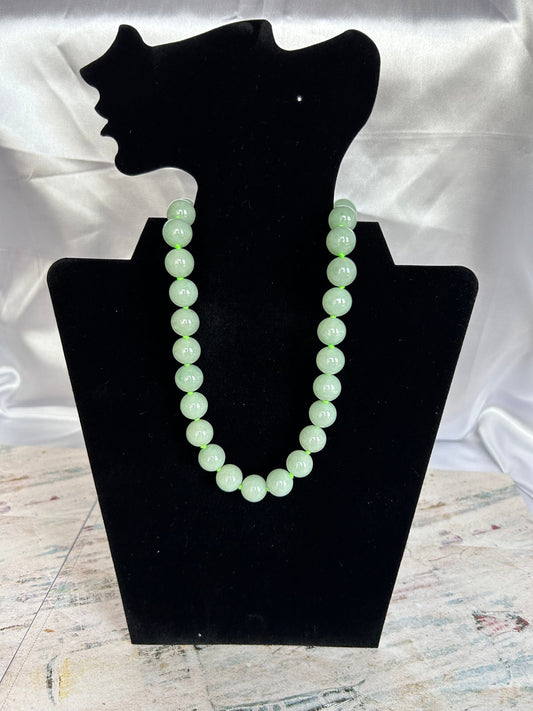 Certified by Trusted Lab Grade A Natural green 13mm Burma bead necklace comes with third party lab certification of authenticity