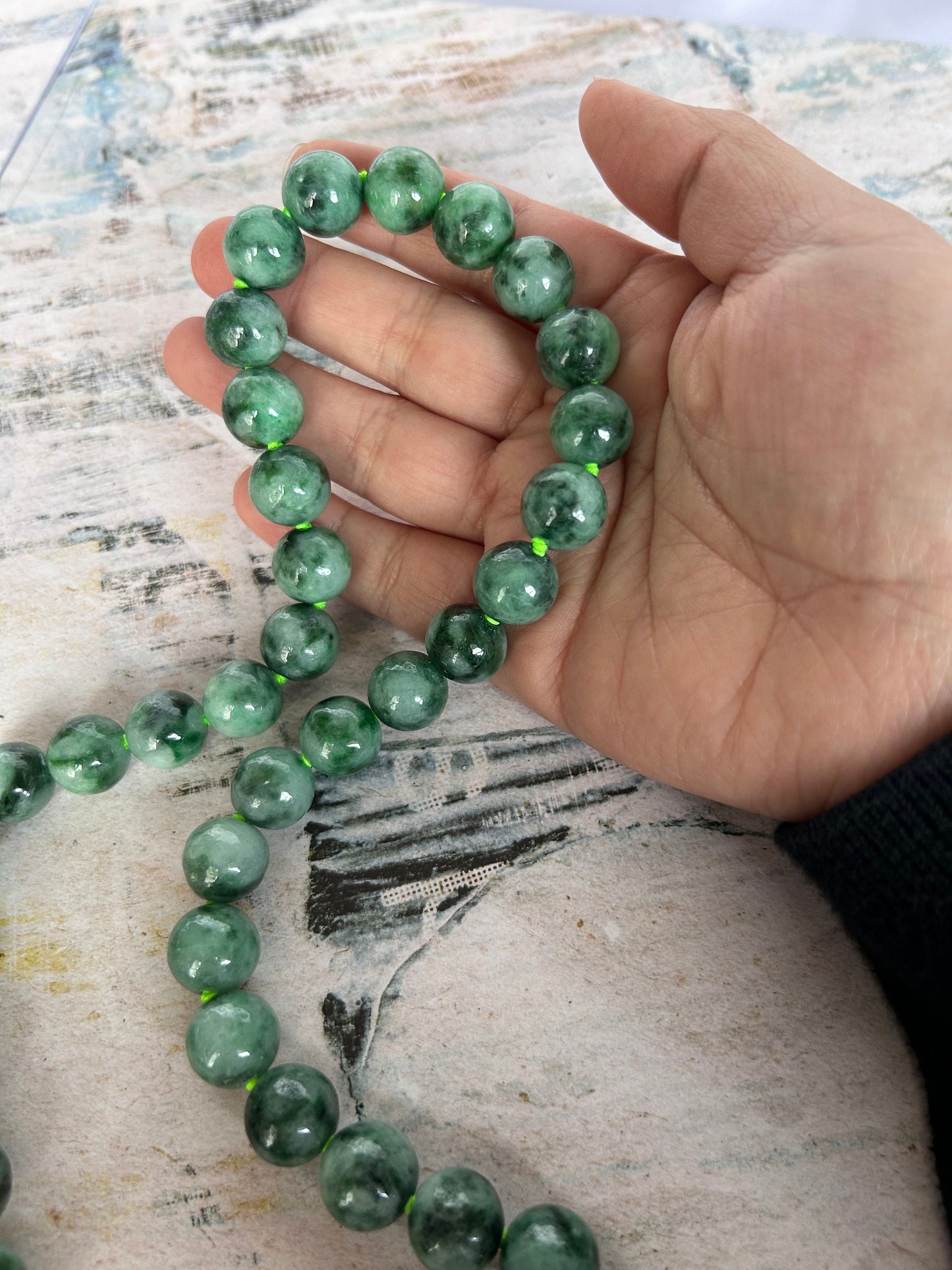 Certified by Trusted Lab Grade A Natural dark green Burma Jadeite 13mm Bead Necklace comes with third party certification of authenticity