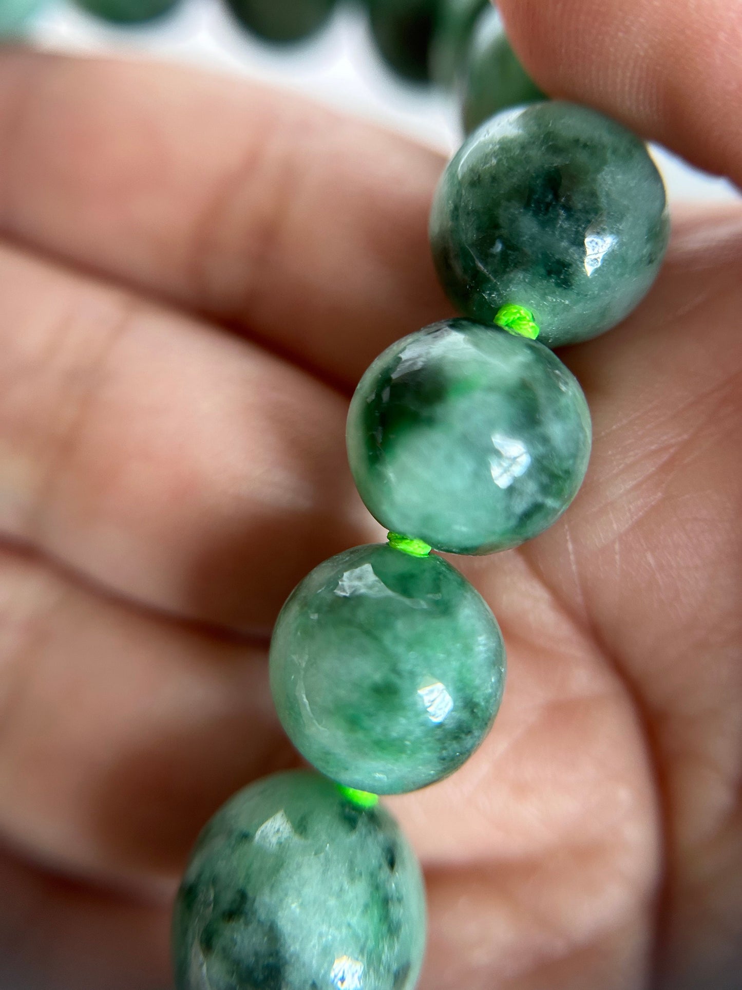 Certified by Trusted Lab Grade A Natural dark green Burma Jadeite 13mm Bead Necklace comes with third party certification of authenticity