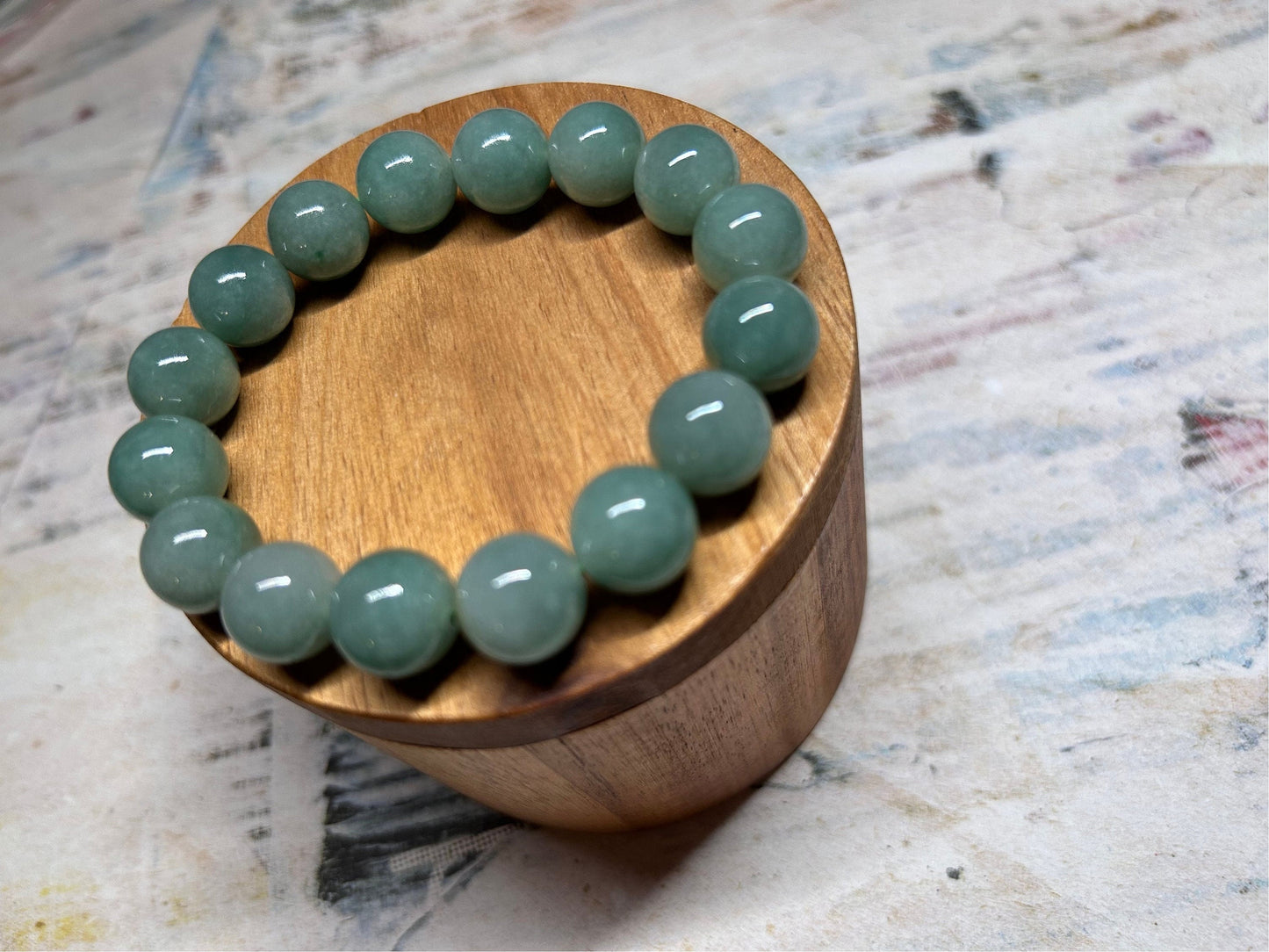 Grade A Natural Green Burma Jadeite rounds beads bracelet