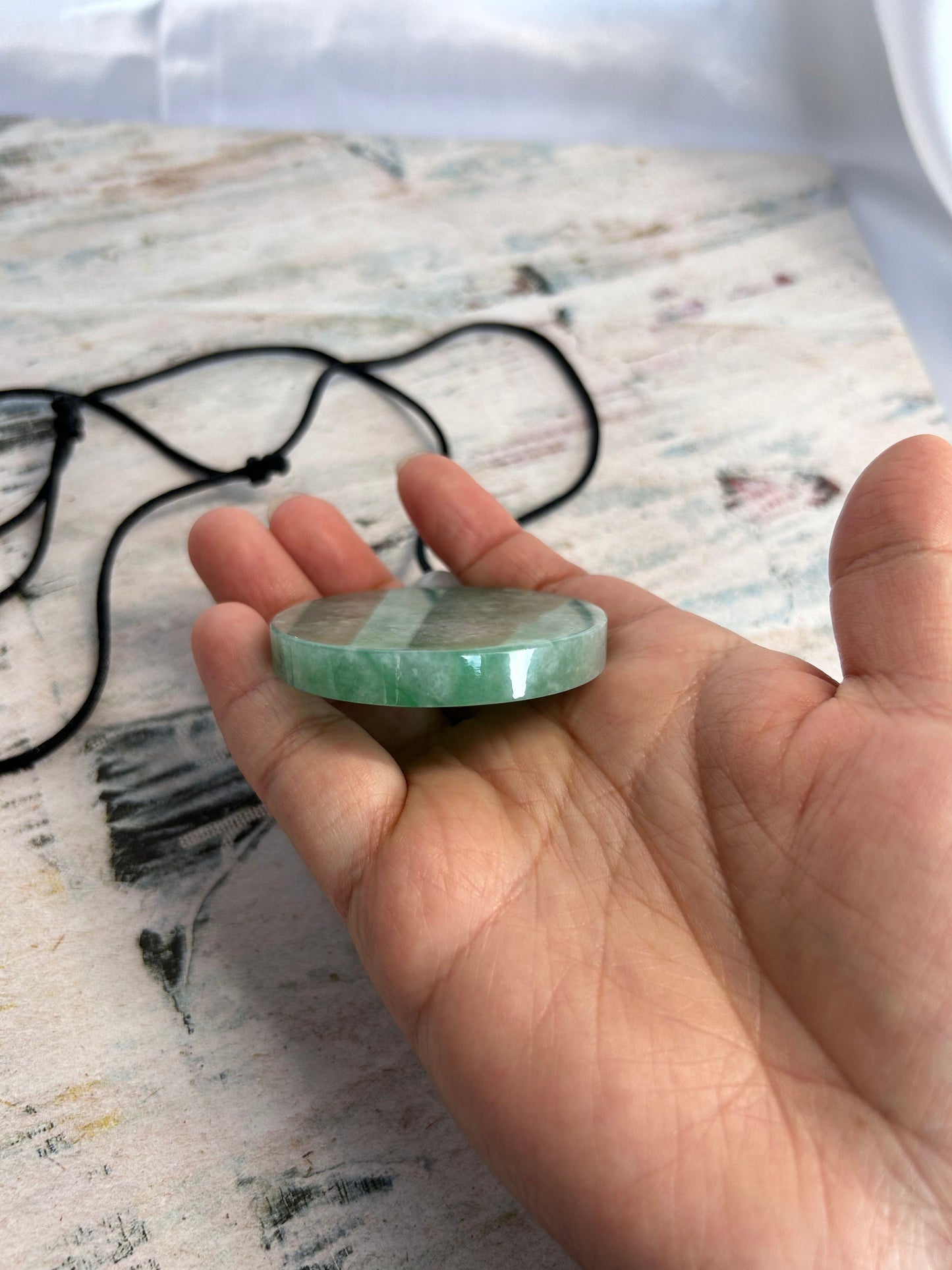 Grade A Natural Green Burma Jadeite Full moon Pendant