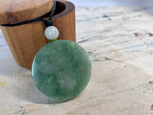 Grade A Natural Green Burma Jadeite Full moon Pendant