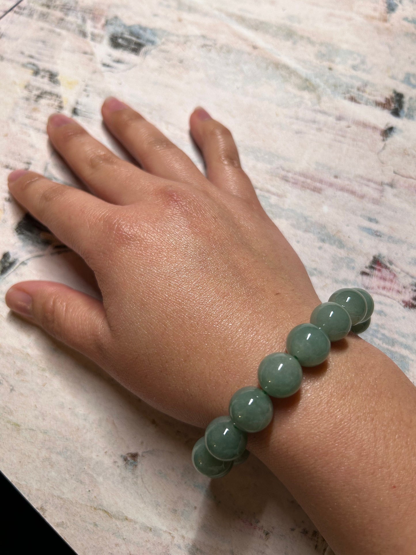 Grade A Natural Green Burma Jadeite rounds beads bracelet