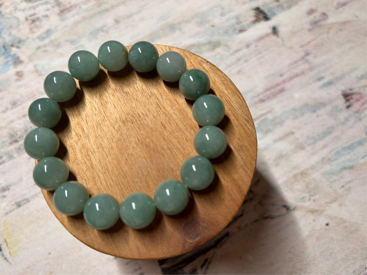 Grade A Natural Green Burma Jadeite rounds beads bracelet