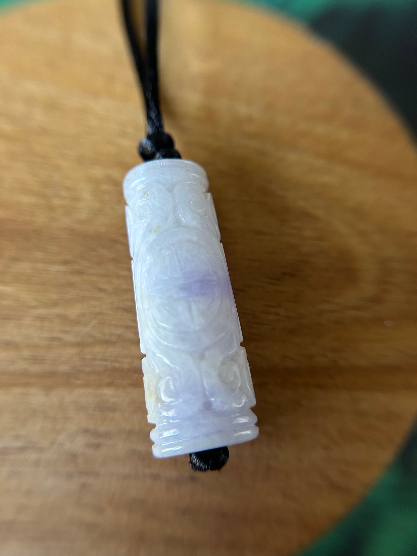 Grade A Natural Hand carved cylinder translucent lavender Burmese jadeite Pendant